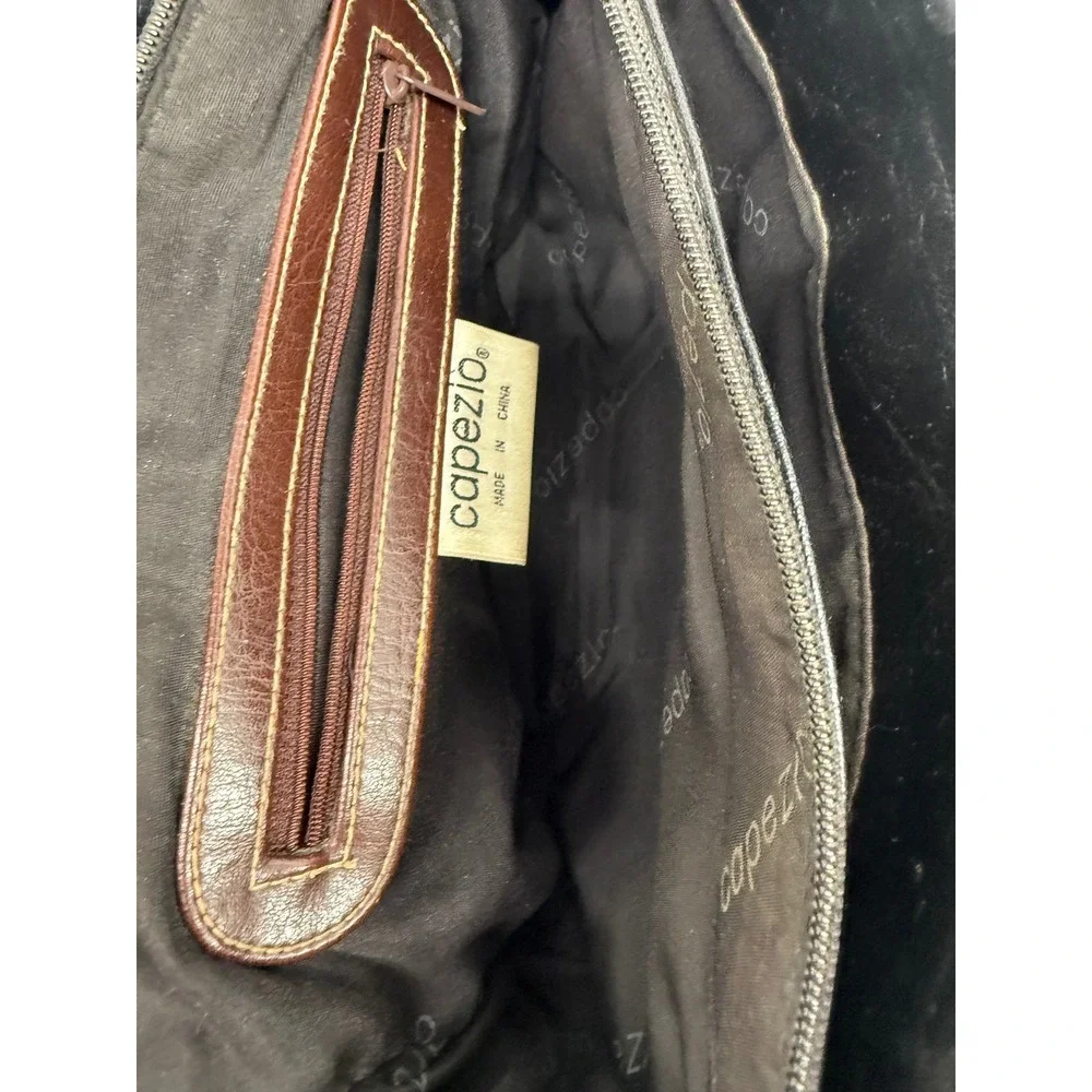 Vintage Capezio Women Black Faux Leather Tote Bag Top Handle Shoulder Bag Medium